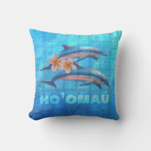 HO'OMAU Hawaiian Delphine Primitive Collage Kissen