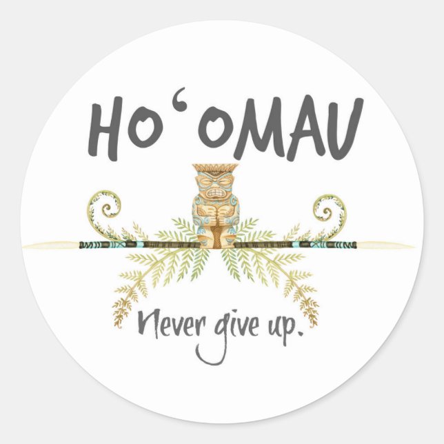 Ho'Omau Tiki Runder Aufkleber (Vorderseite)