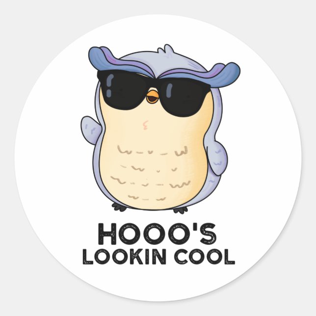 Hooos Cooler Funny Owl Pun Runder Aufkleber (Vorderseite)