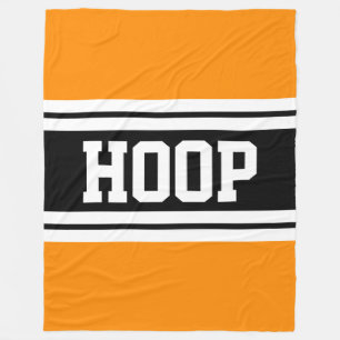 HOOP Bright Orange Schwarz-weiß Racing Streifen Fleecedecke