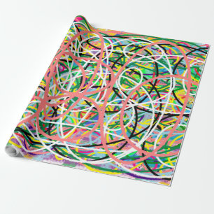 Hoop-Design rosa blau gelb Geschenkpapier