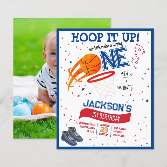 Hoop it Up Basketball Budget Foto 1. Geburtstag (Vorne/Hinten)