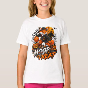 Hoop oder Treat Gruseliger Fuchs Basketball Hallow T-Shirt