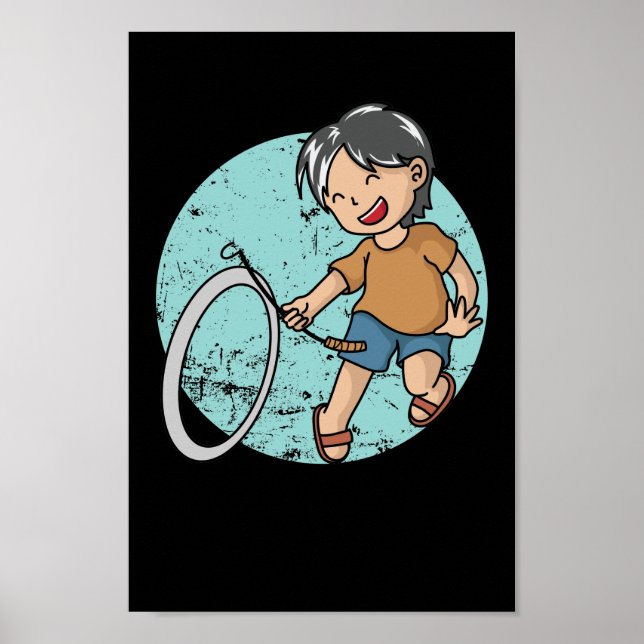 Hoop Rolling Hula-Hoop Reifenspiel Poster (Vorne)