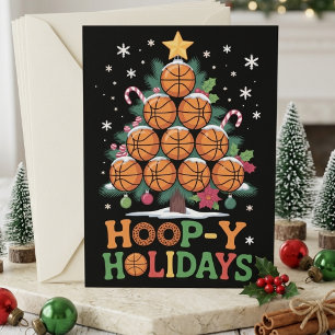 Hoop Y Ferien Basketball Weihnachtsbaum Wortspiel Feiertagskarte