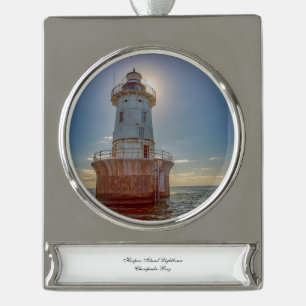 Hoopers Island Leuchtturm Banner-Ornament Silber
