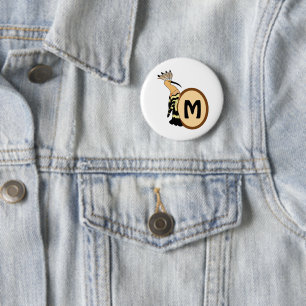 Hoopoe Whimsical Bird Monogram Button