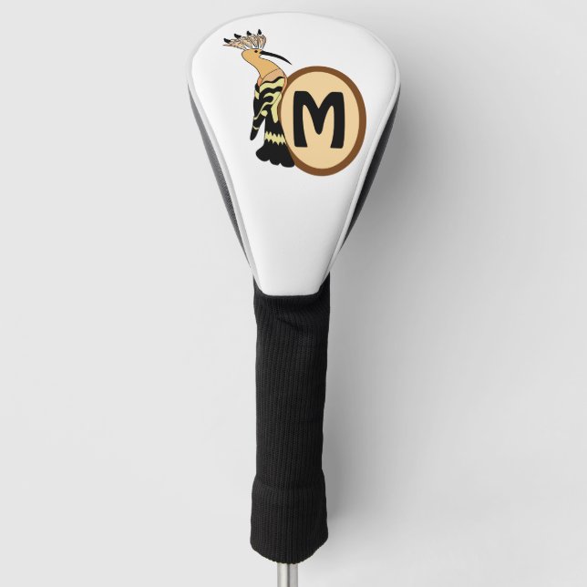 Hoopoe Whimsical Bird Monogram Golf Headcover (Vorderseite)