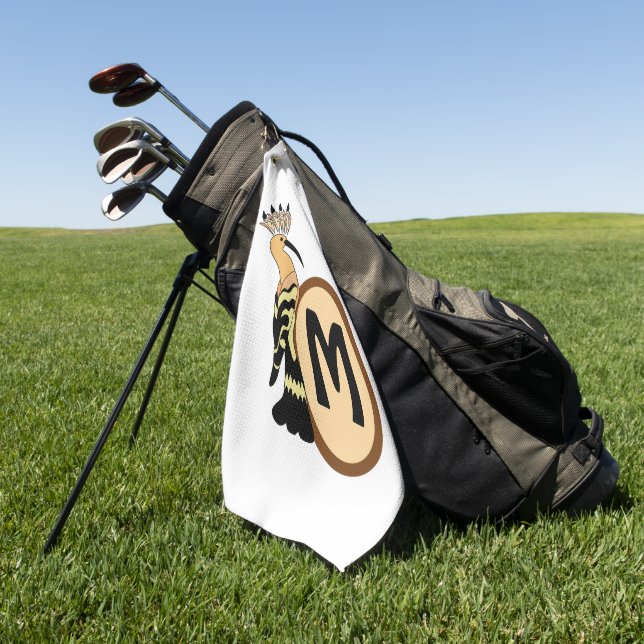Hoopoe Whimsical Bird Monogram Golfhandtuch (Gras)
