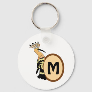 Hoopoe Whimsical Bird Monogram Schlüsselanhänger