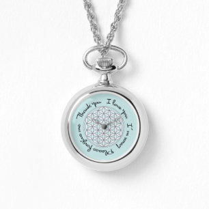 Ho'oponopono & Blume des Lebens Armbanduhr