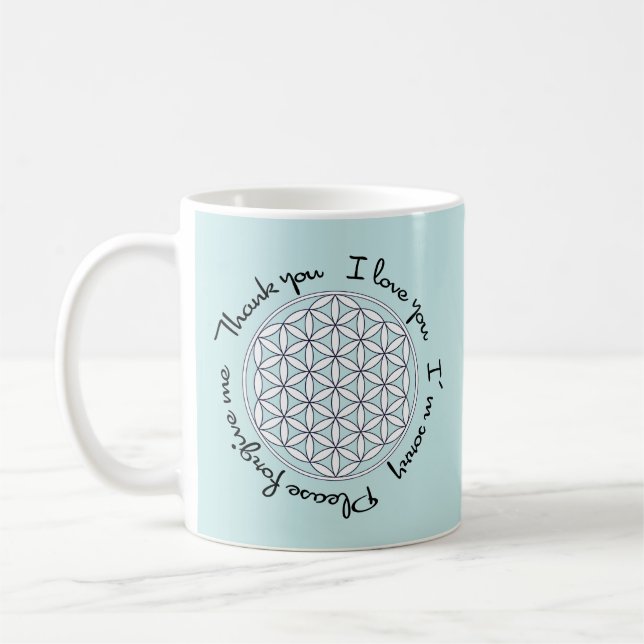 Ho'oponopono & Blume des Lebens Kaffeetasse (Links)