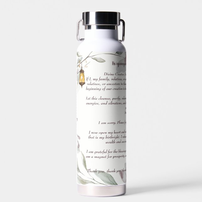 Ho'oponopono Gebet für Wohlstand Trinkflasche (Vorne)