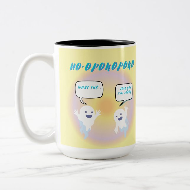 Ho'oponopono Ghosts Healing & Funny Zweifarbige Tasse (Links)