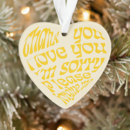 Ho'oponopono Herz-geformt Text gelb Ornament