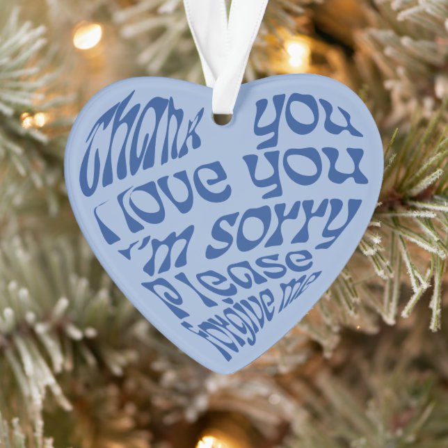 Ho'oponopono Herz-Shaped Text Blau Ornament (Baum)