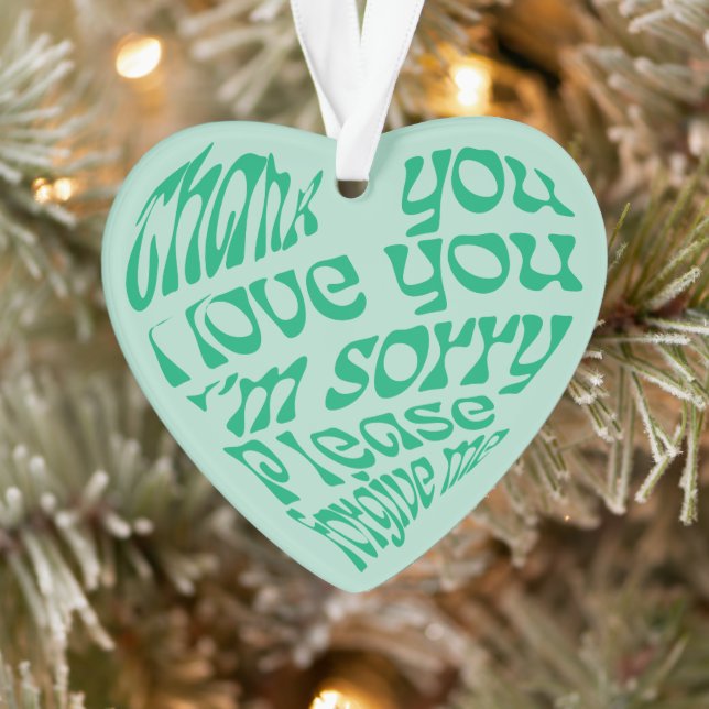 Ho'oponopono Herz-Shaped Text Green Ornament (Baum)