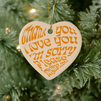 Ho'oponopono Herz-Shaped Text Orange Keramik Ornament