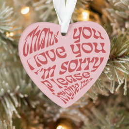 Ho'oponopono Herz-Shaped Text Red Ornament