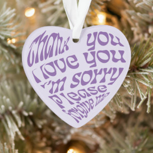 Ho'oponopono Lila herzförmiger Text Ornament