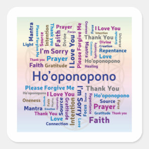 Ho'oponopono Word Cloud - Mantra - Selbstständige Quadratischer Aufkleber