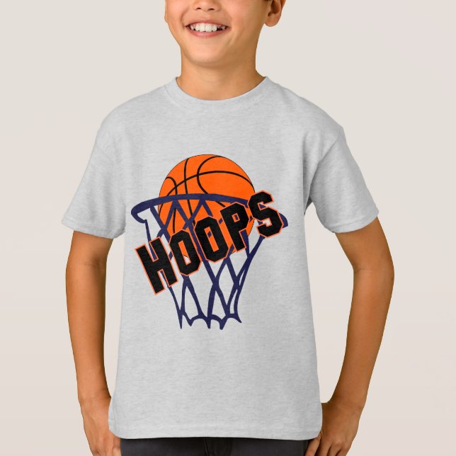 Hoops Basketball & Net Boys T-Shirt (Vorderseite)