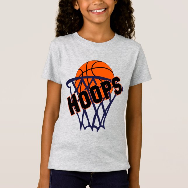 Hoops Basketball & Net Girls T-Shirt (Vorderseite)