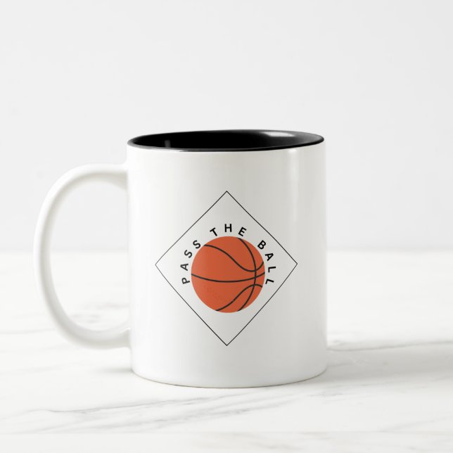 Hoops Before Coffee- Mug for Basketball Lovers Zweifarbige Tasse (Links)
