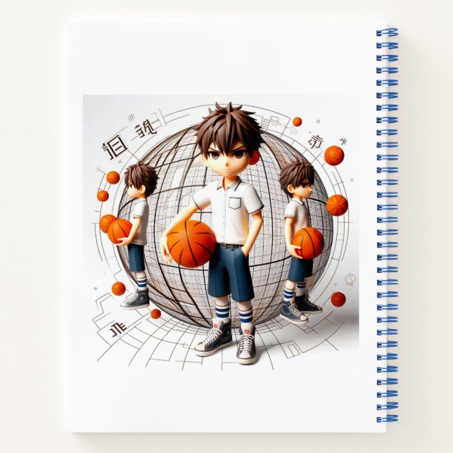 Hoops & Dreams - 3D Anime Basketball Notebook Notizbuch (Rückseite)