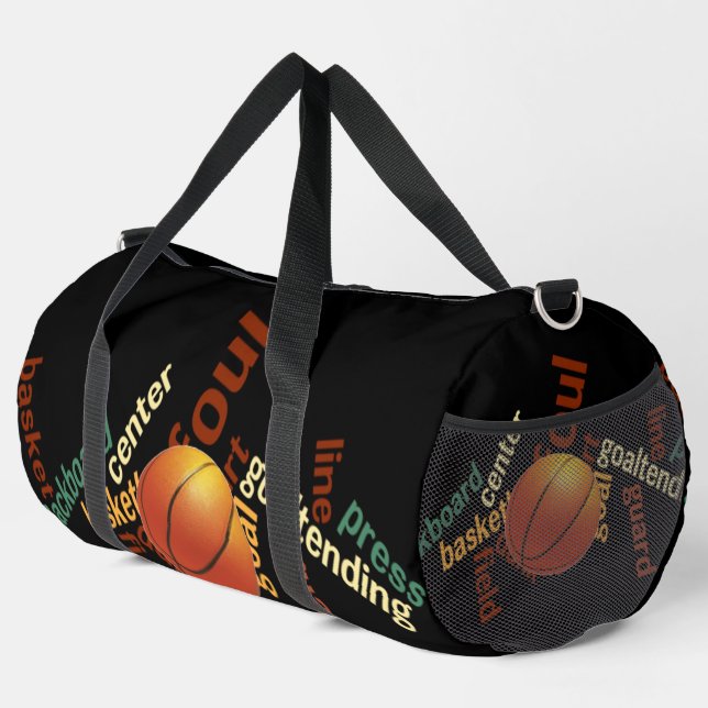 Hoops & Highlights: Farbenfroh Basketball Inspirie Duffle Bag (Rechte Ecke)