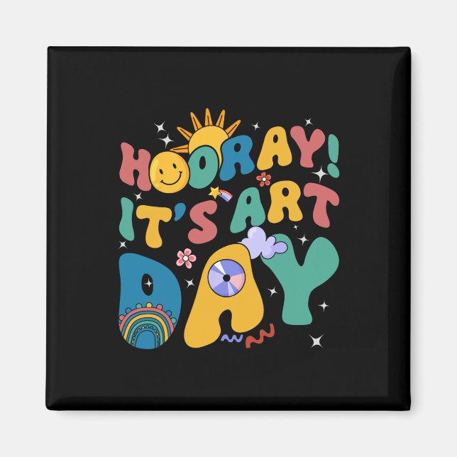 Hooray It's Art Day Art Teacher Rainbow Niedlich S Magnet (Vorne)