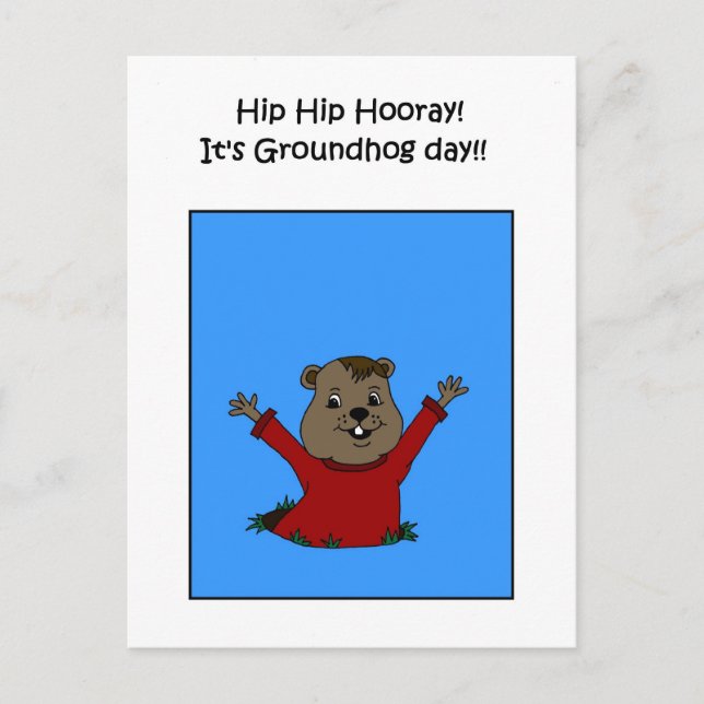 Hooray seinen Groundhog Tag Postkarte (Vorderseite)
