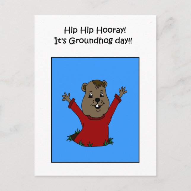 Hooray seinen Groundhog Tag Postkarte (Vorderseite)