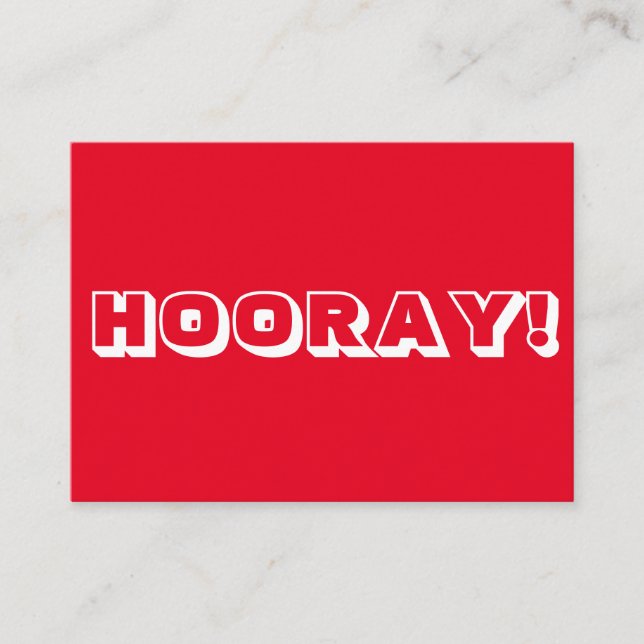 Hoorday! Rot-weiße, fette Typografie moderne lusti Hinweiskarte (Vorderseite)