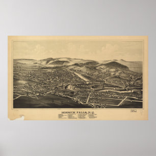 Hoosick fällt antike panoramische Karte New York Poster