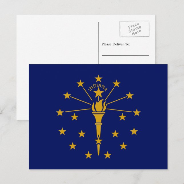 Hoosier Flag, Flagge von Indiana Postkarte (Vorne/Hinten)