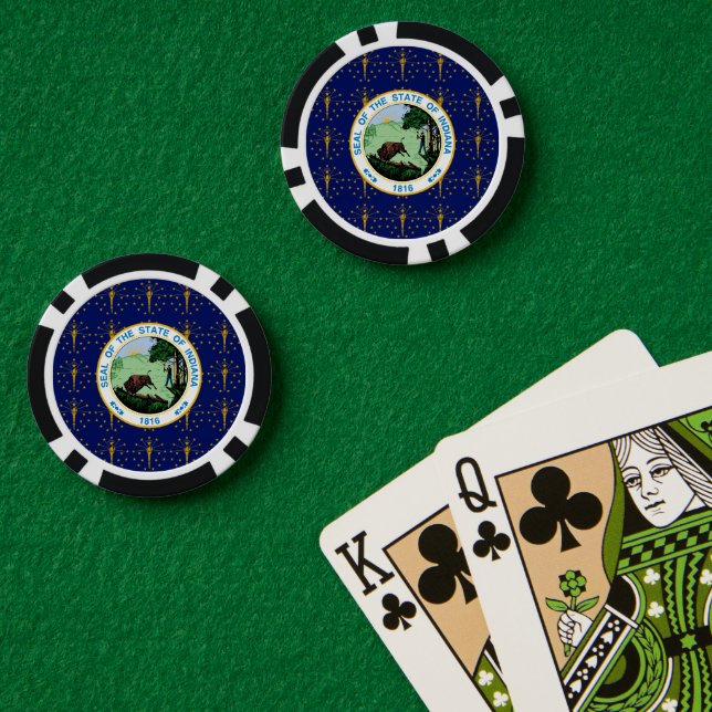 Hoosier Flag & Seal, Flag of Indiana Pokerchips (Pokertisch (doppelt))