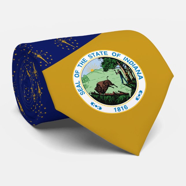 Hoosier Flag & Siegel, Flagge von Indiana Krawatte (Gerollt)