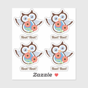 Hoot Hoot! Set von vier bezaubernden Frühlingseuul Aufkleber