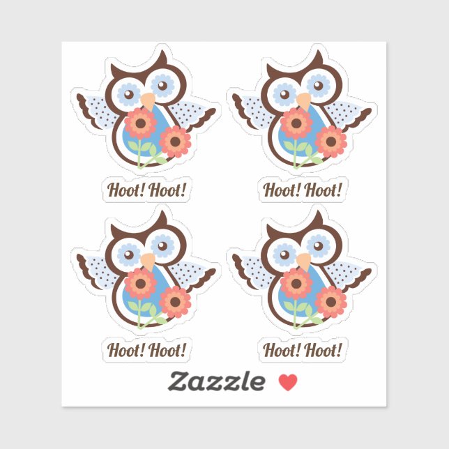 Hoot Hoot! Set von vier bezaubernden Frühlingseuul Aufkleber (Blatt)