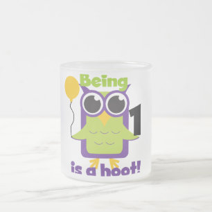 Hoot Owl 1. Geburtstag T - Shirt und Geschenke Mattglastasse