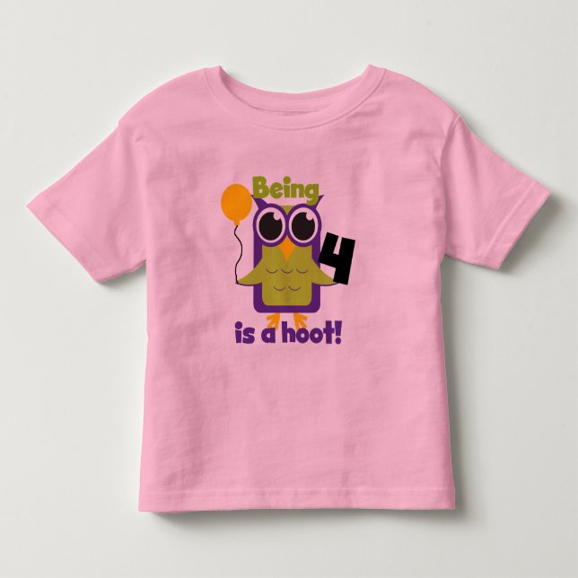 Hoot Owl 4. Geburtstag T - Shirt und Geschenke (Vorderseite)