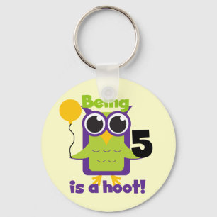 Hoot Owl 5. Geburtstag T - Shirt und Geschenke Schlüsselanhänger