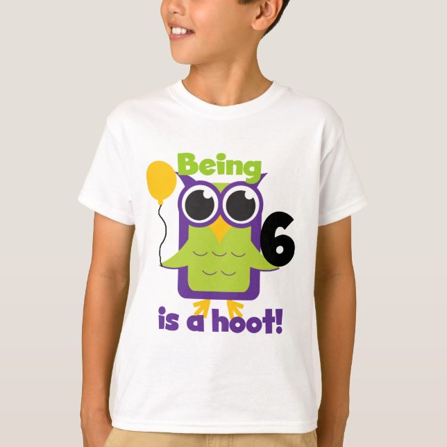 Hoot Owl 6. Geburtstag T - Shirt und Geschenke (Vorderseite)