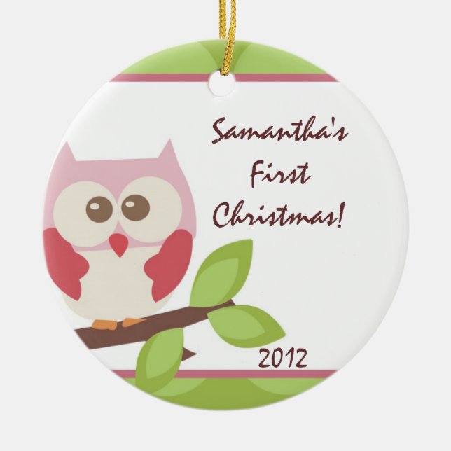 Hoot Owl Forest Woodlan Nom personnalisé Ornement (Devant)