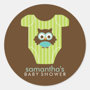 Hoot Owl Outfit Boy Babydusche Runder Aufkleber