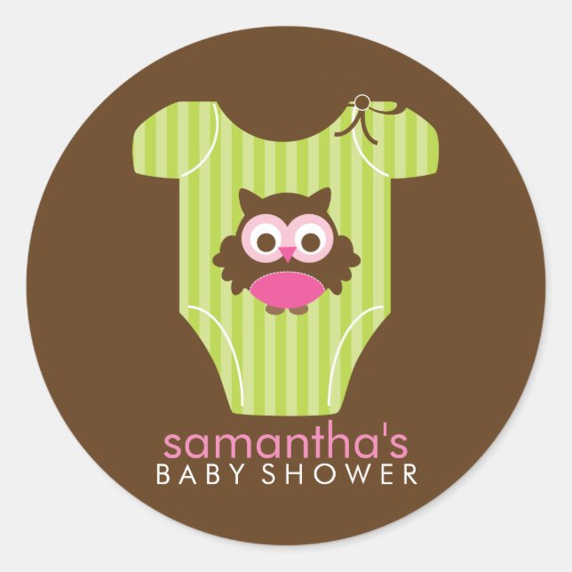Hoot Owl Outfit Girl Babydusche Runder Aufkleber (Vorderseite)