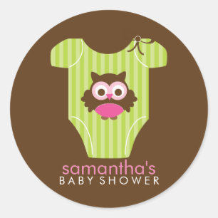 Hoot Owl Outfit Girl Babydusche Runder Aufkleber