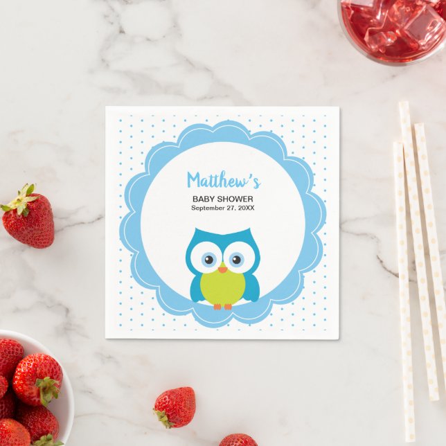 Hoot Owl Woodland Animal Baby Boy Blue Serviette (Beispiel)