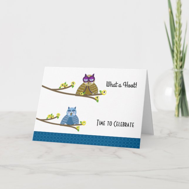 Hoot Owls Birthday Karte (Vorderseite)